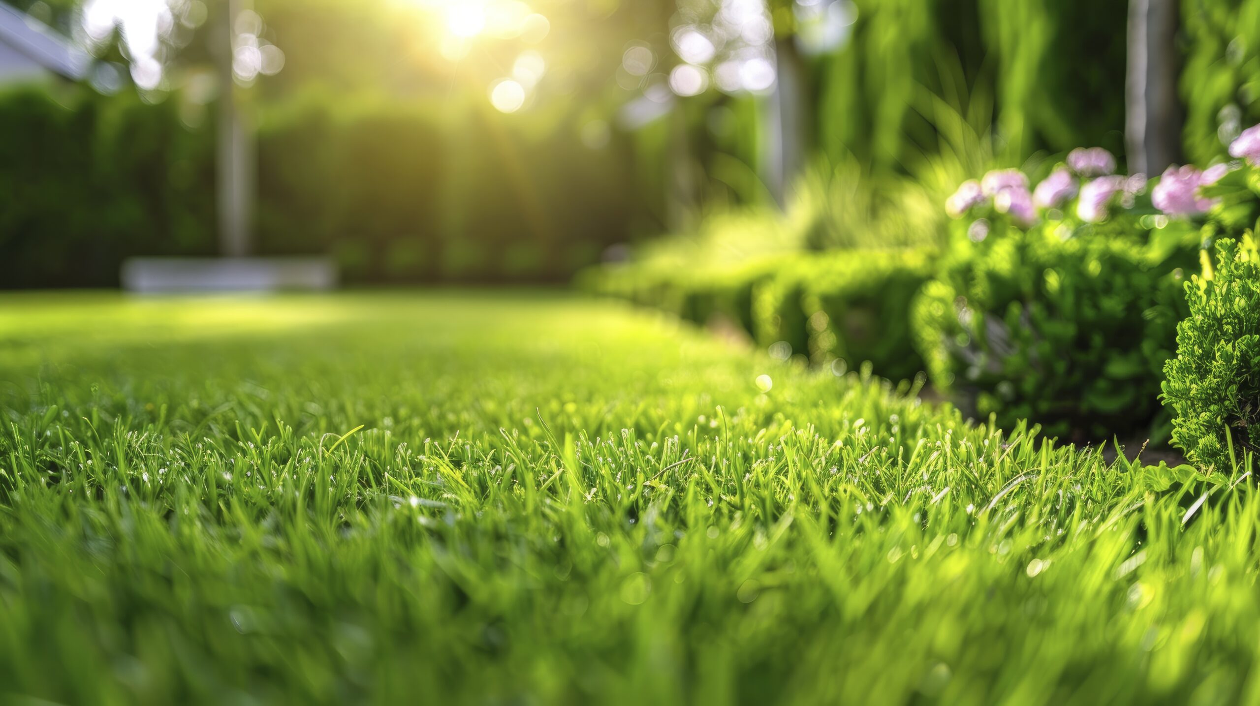 Fertilization and weed control services improving green healthy turf.